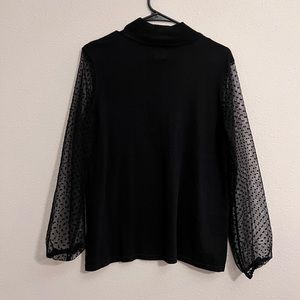 Anne Klein black mesh sleeve shirt